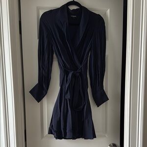 Express Elegant Navy Wrap Dress